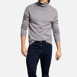 AND NOW THIS Men's Solid Turtleneck Sweater, sweatshirt Ribbed Knit Pullover